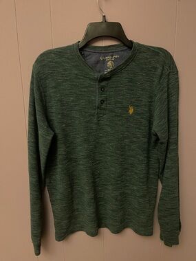 U.S. Polo Assn. Dark Green Marled Henley Long-Sleeve Shirt